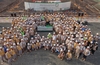 Staff from ENEC and contractors pose at the start of the nuclear concrete pour